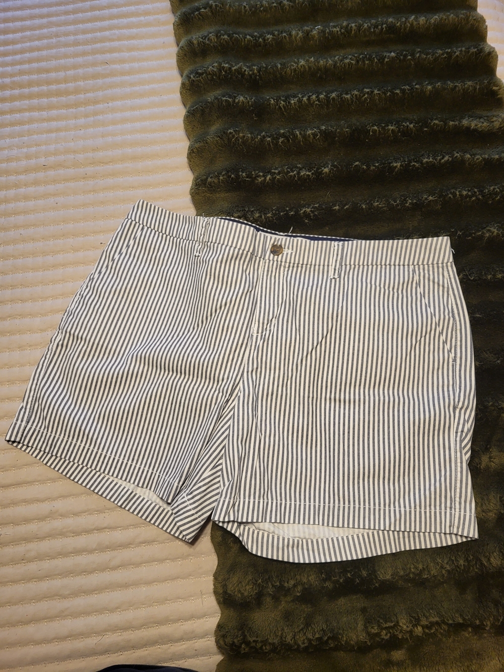Old Navy Navy and White Striped Bermuda Shorts